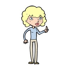 cartoon woman giving thumbs up symbol N78