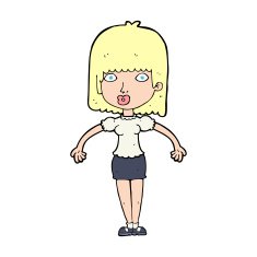 cartoon woman shrugging shoulders N574
