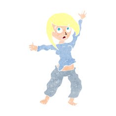 cartoon frightened woman N34