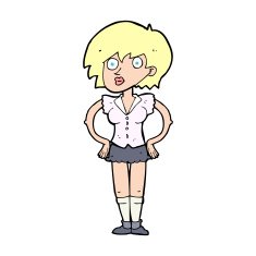cartoon surprised woman with hands on hips N12