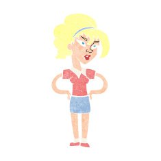 cartoon woman with hands on hips N272