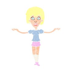 cartoon woman shrugging shoulders N579