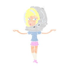 cartoon woman wearing space helmet N23