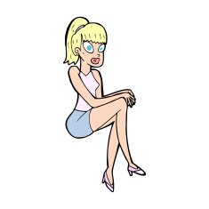 cartoon pretty woman N334