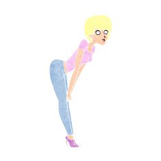 cartoon woman looking at something N13