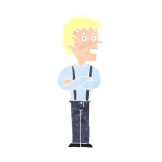 cartoon boy with folded arms N25