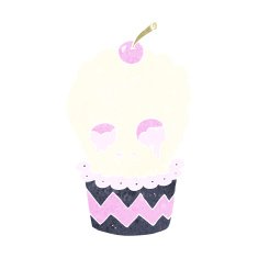 spooky skull cupcake cartoon N12