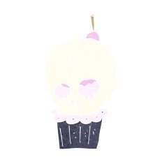 cartoon spooky skull cupcake N12