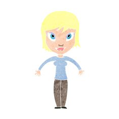 cartoon woman shrugging shoulders N582