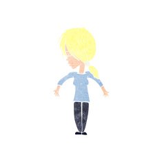 cartoon woman shrugging shoulders N583