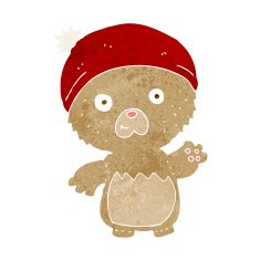 cartoon cute teddy bear in hat N14