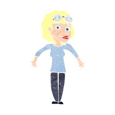 cartoon woman wearing goggles N12