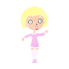 cartoon waving woman N166