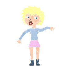 cartoon friendly woman waving N59