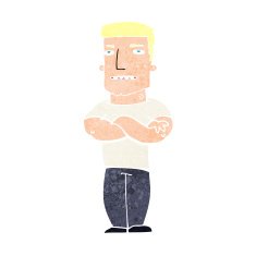 cartoon tough guy with folded arms N12