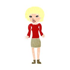 cartoon woman shrugging shoulders N585