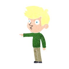 cartoon pointing boy N37