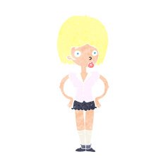 cartoon woman with hands on hips N274