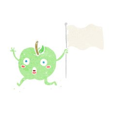 cartoon funny apple with flag N12