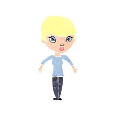 cartoon woman shrugging shoulders N586