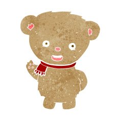 cartoon teddy bear waving N17