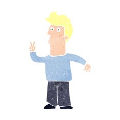 Cartoon Man Giving Peace Sign N67