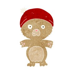 cartoon cute teddy bear in hat N15