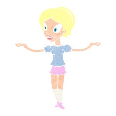 cartoon woman with arms spread wide N13