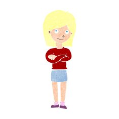 cartoon friendly girl rolling eyes N13