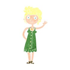 cartoon hippie woman waving N11