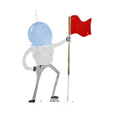cartoon astronaut planting flag N11