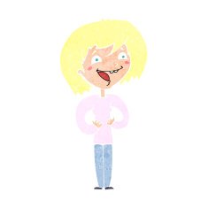 cartoon excited woman N167
