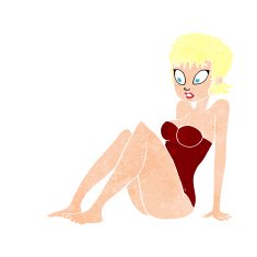 cartoon woman in swimsuit N11