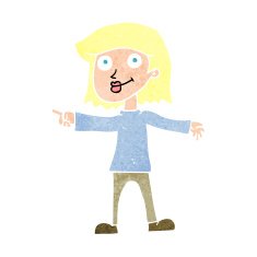 cartoon happy woman pointing N83