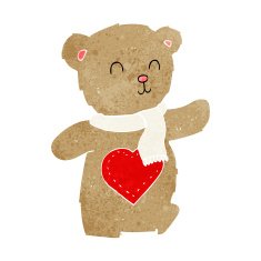 cartoon teddy bear with love heart N15
