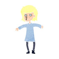 cartoon nervous woman N46