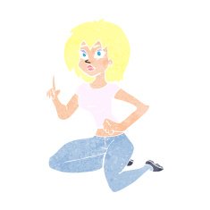 cartoon sitting woman with idea N12
