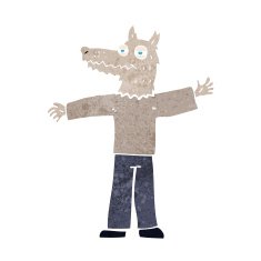 cartoon happy wolf man N18