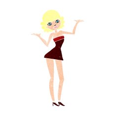 cartoon woman in cocktail dress N24