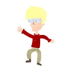 cartoon waving cool guy N10