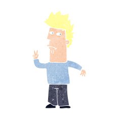 Cartoon Man Giving Peace Sign N69