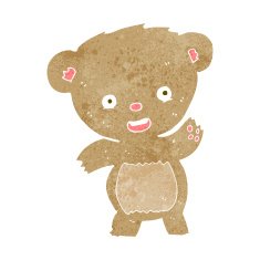 cartoon waving teddy bear N43