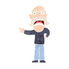 cartoon angry old man N183