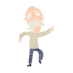 cartoon sad old man pointing N13