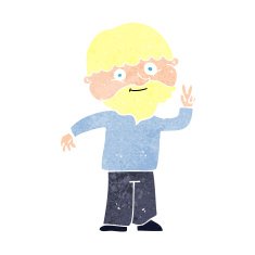 Cartoon Man Giving Peace Sign N70