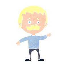 cartoon man with mustache waving N36