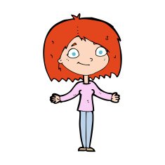 cartoon woman shrugging shoulders N588