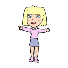cartoon happy woman pointing N84