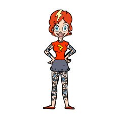 cartoon woman with heavy tattoos N12