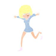 cartoon woman kicking off sock N12